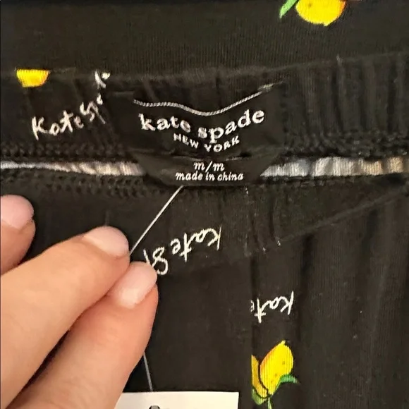 NWT Kate Spade Modal Short Set, Medium, Black Piped w/lemons - Picture 7 of 8